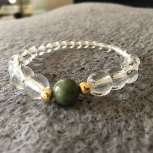Clear & Jade Beaded Bracelet